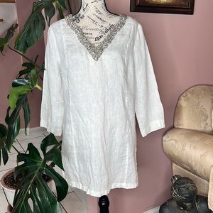 Cynthia Rowley 100% White Linen Tunic. Size M Used